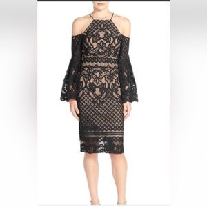 Mila Off the Shoulder Lace Cutout Black Dress!